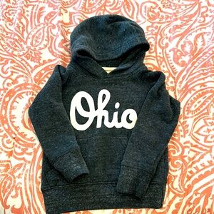 Homage, toddler, size 4, script Ohio hooded sweatshirt, dark grey